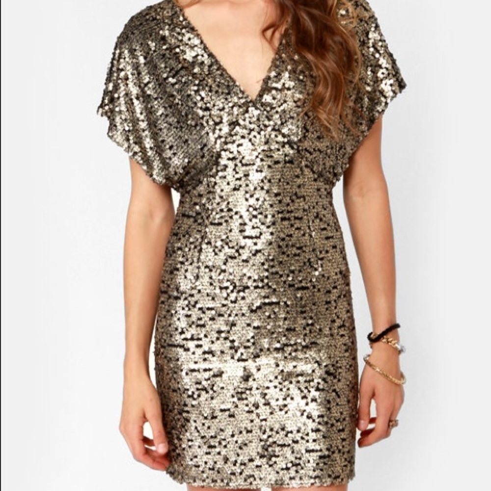 Ladakh Felicity Black and Gold Sequin Dress